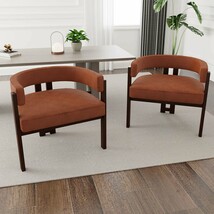 Modern Accent Chair Teddy Upholstered Armchair Set of 2 Orange - $693.00 CAD