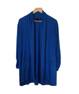Rafaella Woman size 1x open cardigan 3/4 ruched sleeves royal blue rayon... - £19.35 GBP