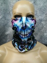 Colorful Jeweled Lady Skeleton Face Mask Neck Gaiter Costume Day of Dead... - $13.50 CAD