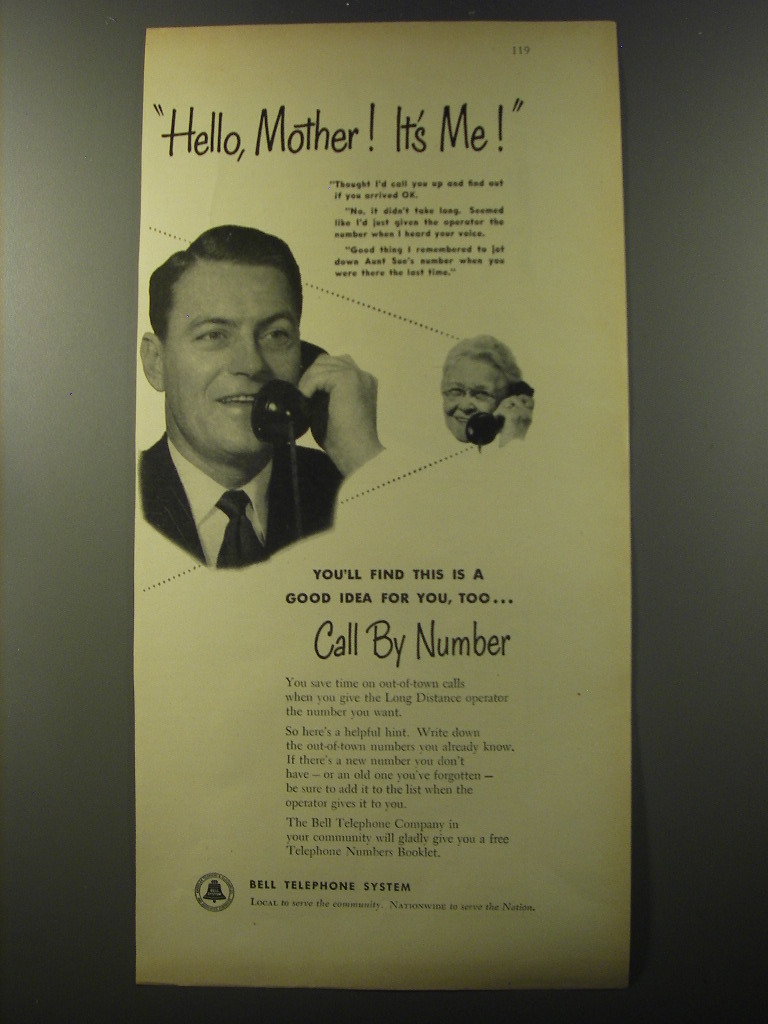 1953 Bell Telephone System Ad - Hello, Mother! It's me! - $18.49