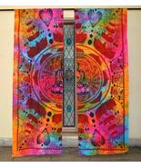 INDACORIFY Tiy Dye Lotus Mandala Bhuddha Print Cotton Curtain Set Boho W... - £22.36 GBP+