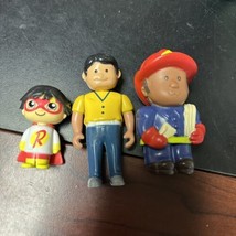 Lot of 3 Figures Ryan&#39;s World Superhero and Battat Fireman Blue Jeans Yellow - £7.38 GBP