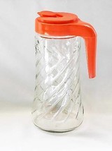 Vintage Anchor Hocking Swirl Glass Tang Pitcher with Orange Plastic Cover #1641 - £14.38 GBP