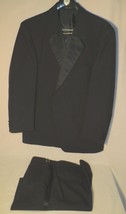 Classic Black Tuxedo Suit 46R Wool blend made in Hungary - £39.96 GBP