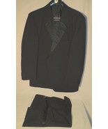 Classic Black Tuxedo Suit 46R Wool blend made in Hungary - $50.00