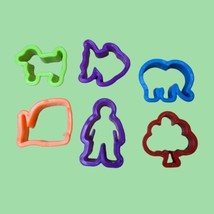 6 Small Cookie Cutters Safe Plastic 6 Dog Fish Whale Man Bush Elephant - $4.95