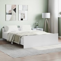 Modern White Wooden Double 135cm Size Bed Frame With Headboard Footboard... - $203.09