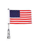 Diamond Plate Motorcycle Flagpole Mount and USA Flag - $759.35 MXN
