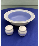 Pfaltzgraff Rio very large rimmed bowl 13 3/4",  salt &pepper shakers blue strip - $37.99