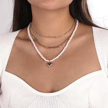 Pearl & 18K Gold-Plated Heart Pendant Necklace Set - £11.93 GBP
