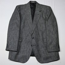 Vtg Haggar 48L Gray Glenn Check Plaid Tweed Mens Blazer Sport Coat Jacket - $68.24