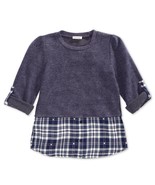 MONTEAU Big Kid Girls Hacci Layered Look Top,Navy,Small - £21.02 GBP