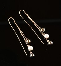 *14k Yellow Gold 6mm Pearl Drop Threader Earrings - $4,692.56 MXN