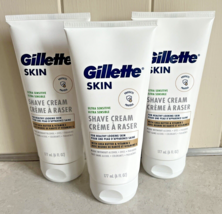 Lot of 3 Gillette Skin Ultra-Sensitive Shave Cream 6 oz Each - £36.95 GBP