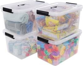 Hommp 5 Liter Clear Storage Box, 4-Pack Plastic Latching Box With Lid - £29.65 GBP
