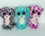 Ty Beanie Boos Cats Leopard Plush Lot Of 3 Glamour Tasha Leona Glitter E... - £19.56 GBP