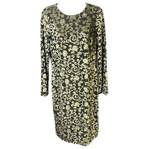 Maggy London Dress Gree Burnout Floral Velvet Long Sleeves Women Size 10 - £21.37 GBP