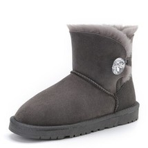 Classic button boots ladies winter boots natural fur real wool snow boots short  - £83.97 GBP