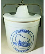 Wisconsin Homestead Cheese Crock With Wire Bail Farmhouse Decor - $23.36