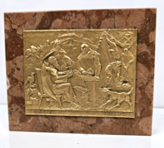 Enrico Manfrini Art Religious Metal Relief Plaque Marble Base Johnson MP... - $114.99
