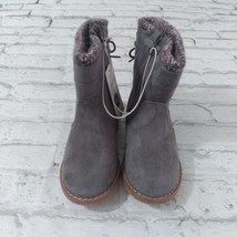 Cat &amp; Jack Boots Girls 11 Walda Gray Faux Suede Side Zip Riding Boots - $24.95