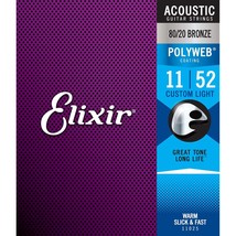 Elixir Strings 80/20 Bronze Acoustic Guitar Strings w POLYWEB Coating, C... - $32.99