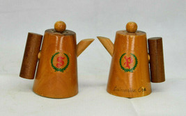 Vintage Set Of Two Toned Wooden Coffee Pots Oregon Salt &amp; Pepper Shakers - £6.02 GBP