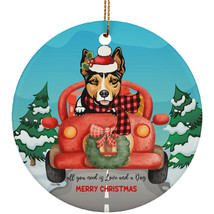All You Need is Love And a Rat Terrier Dog Merry Christmas Circle Ornament Decor - £15.73 GBP