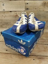 Vtg Adidas Avanti Blue Leather Track Running Shoes Us 5.5 W Box - £33.42 GBP