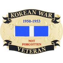 Korean War Vet Proud To Have Served Belt Buckle Enamel - £29.38 GBP