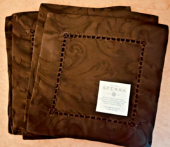 Sferra Acanthus Chocolate Brown Cocktail Napkins 6 PC. Egyptian Cotton 6... - $48.41