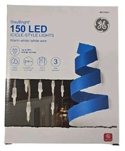 NEW GE StayBright 150 COUNT CONSTANT WARM WHITE MINI LED ICICLE LIGHT SET - £23.26 GBP