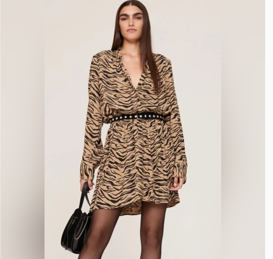 NWT! Zadig &amp; Voltaire Rinka Tiger Dress Sz. Large $368 - $98.97