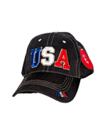 USA Black Baseball Hat Mens Womens Embroidered Red White Blue One Size A... - $12.82