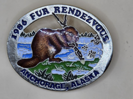 ANCHORAGE ALASKA-&quot;Fur Rendezvous 1986-Rondy-Silver-Metal-Alaska Beaver-1... - $12.50