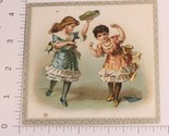 Victorian Trade Card Two Girls In Dresses Dancing VTC 4 - $4.94