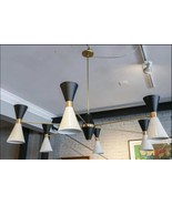 Modern 6 Arms Black-White Sputnik Chandelier Brass Handcrafted Mid Centu... - $545.71 CAD