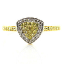 Real 0.30ct Natural Fancy Yellow Diamonds Engagement Ring 18K Solid Gold 6G - £757.95 GBP