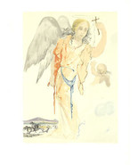 SALVADOR DALI Angel with Cross 30&quot; x 22.5&quot; Lithograph Surrealism Brown - $5,017.16 MXN