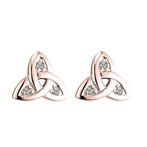 0.15Ct Round CZ 14K Rose Gold Plated Trinity Knot Stud Earrings Women&#39;s Day Gift - £25.41 GBP