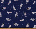 Astronauts Stars Space Spaceflight NASA Blue Cotton Fabric Print BTY D46... - £10.40 GBP
