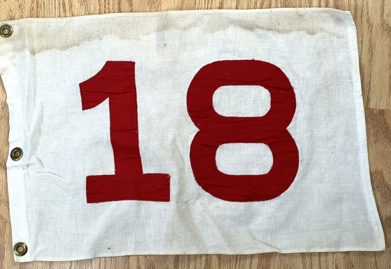 Primary image for Vintage Course Flown Cotton Golf Pin Flag Hole 18 Stitched Country Club RED