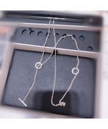 925 Sterling Silver Pave Circle Logo T-bar Heart Necklace Chain 80CM Adj... - $68.05 CAD