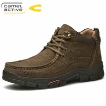 Active New Super Warm Men Winter Boots for Men Warm Waterproof Cow Leather Boots - £115.85 GBP