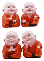 Mini Hotei Joyful Buddha Figurine Set of 4 Shaolin Kung Fu Happy Buddhist Monks - £24.76 GBP