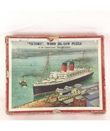 Vintage VICTORY Wooden JIG-SAW PUZZLE of the Cunard Liner Mauretania Shi... - £69.29 GBP