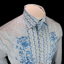 Tommy Hilfiger Men White Embroidered L/S Shirt  80s 2 Ply Cotton Sz M - $43.99
