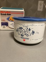 VTG Rival Crock-Ette 1 Qt Stoneware Slow Cooker Blue Model 3205 Blue Delft CLEAN - £17.54 GBP