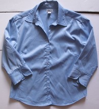 UNITI STRETCH Blue Collared Button Down Shirt Size XL 3/4 Sleeve Cuffs - £12.51 GBP
