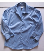 UNITI STRETCH Blue Collared Button Down Shirt Size XL 3/4 Sleeve Cuffs - $15.83